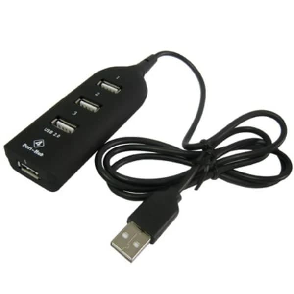 USB 2.0 Hub med 4 porte Sort