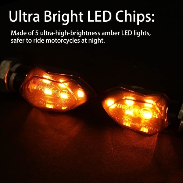 4-pack Motorcykel Mini LED Blinkers Vattentäta Godkända Fram- och Bakindikatorer Universal 12V Kompatibel med Harley Kawasaki Yamaha*QN