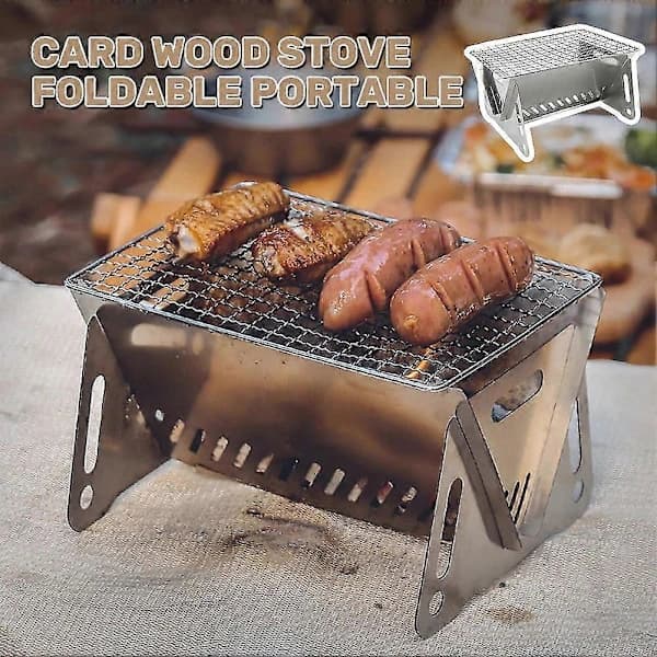 Grillnet i rustfrit stål, bærbart grillrist til camping, picnic, vandreture 21,5 x 15 cm BBQ net