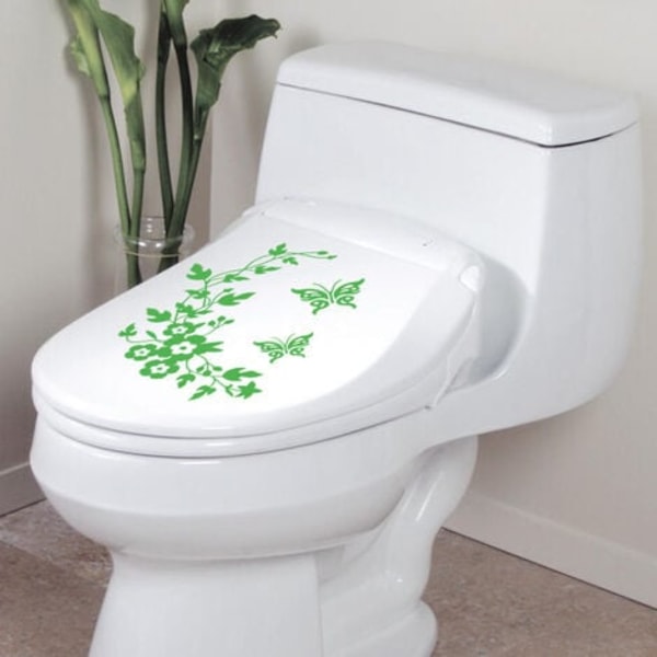#QD# DIY Fjärilsblomma Badrum Heminredning Väggdekaler Dekorativ Toalettdekal Pålitlig Kvalitet Hållbarhet (Svart)
