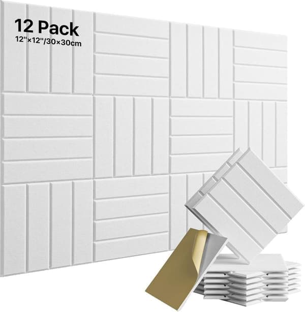 Lydabsorberende paneler 12-pak, selvklæbende lydisoleringspaneler til væg & loft 30×30cm