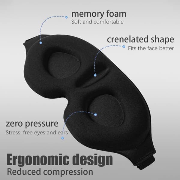 3D Sovmask med Tillbehör Svart