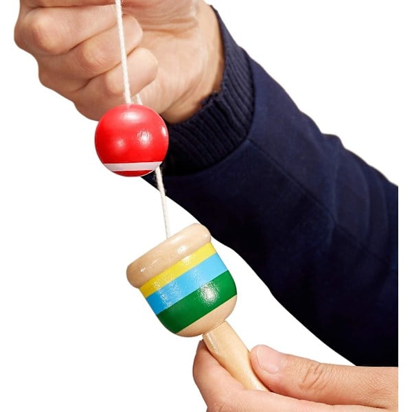 2 st Jacks-spel med boll, paddelboll med snöre, kopp och bollspel, Mini träbollfångare, hand-öga-koordinationsbollfångningskopp