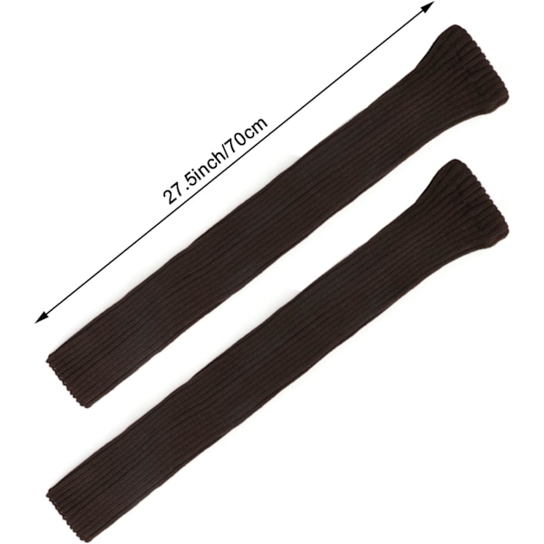 2 par lange vinterbenvarmere for kvinner - heklede mansjetter for jenter, stilig strikket for støvler, mørkebrun og svart Dark brown + black