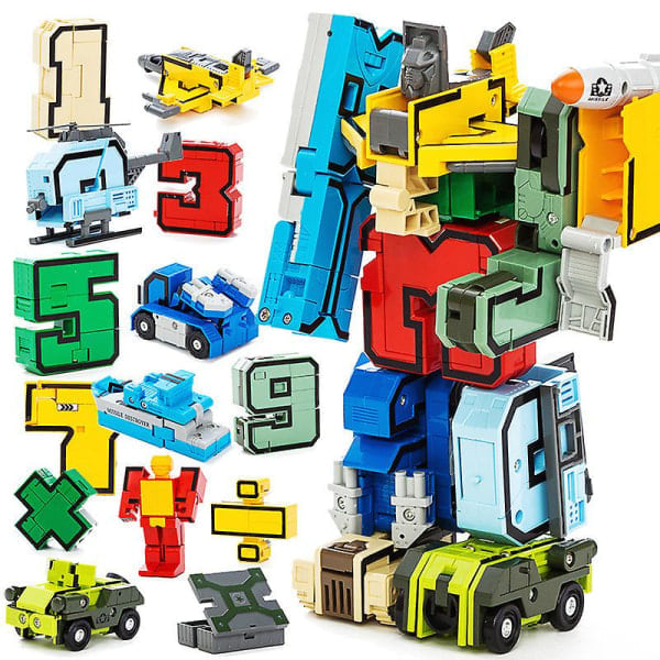 QU/DIY Kreative Pædagogiske Byggeklodser Samling Actionfigur Transformation Nummer Deformation Robot Legetøj Til Børn 10 STK