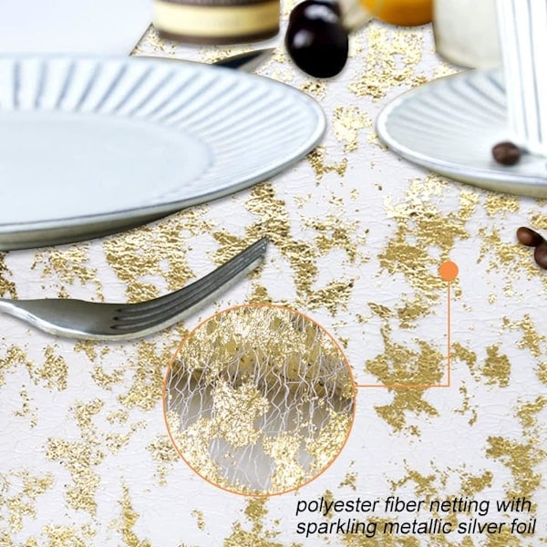 \"QD\" 10M Guld Metallic Bordslöpare, 28cm Bredd Guldfolie Bordsduk, Present Blommig DIY Inslagningsband