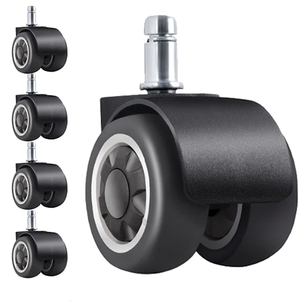 [QD] Gummihjul til kontorstole med bredere dækdesign for at beskytte gulve 11 mm x 22 mm Standard spindelstørrelse Let at installere
