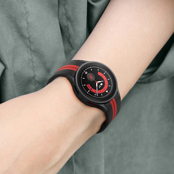 [QD] Kompatibel med Galaxy Watch 5 / 5 Pro / 4 Armbånd Fleksibel Silikon Tofarget Svart / Rød