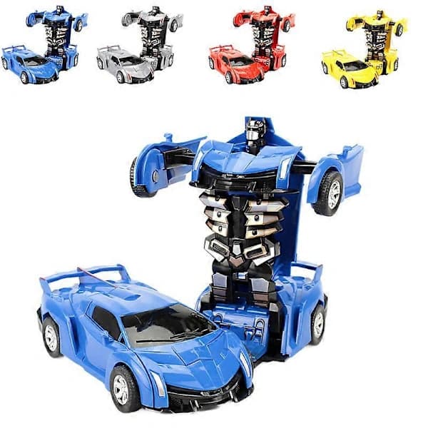 To-i-ett transformerende robotbil Lamborghini modell mini automatisk transformerende robotleketøy [] Blå