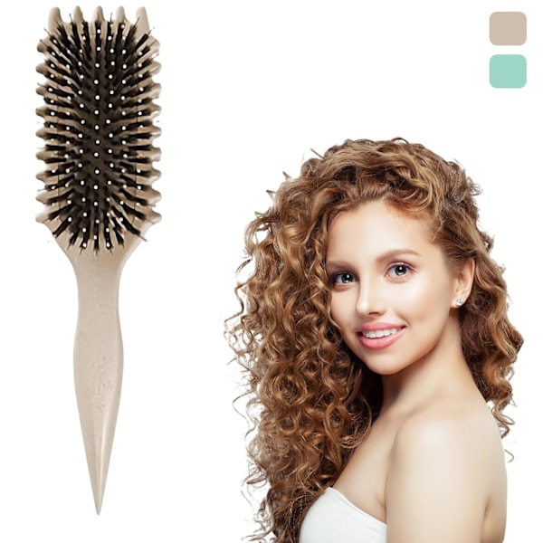 Kiharoiden muotoiluharja, villisianharjas kiharille hiuksille, beige beige