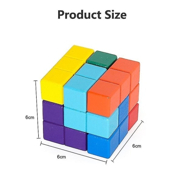 \"QD\" Barnleksak Tetris Kubleksak Trä 3D Färg Pusselspel