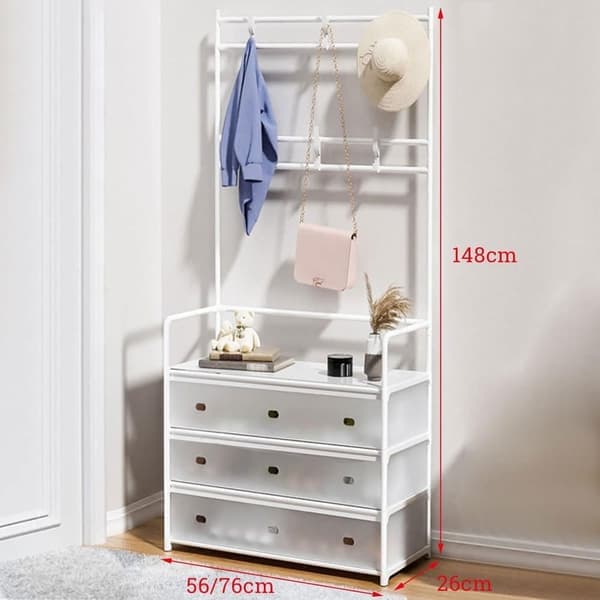 4/5-Tier Garment Rack with Shoe Storage, Freestanding Hall Tree with Coat Hooks