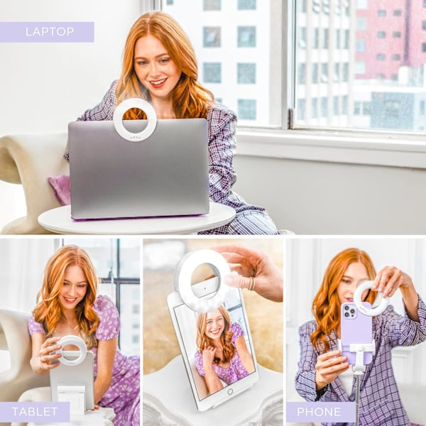 Selfie Ringlys, Lysclips til iPhone, Android og Laptopkamera | 3 Justerbare Lysindstillinger