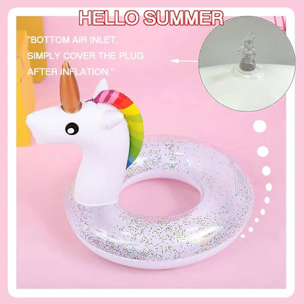 Oppustelig Svømmering til Pool om Sommeren, Oppustelig Pool Float - Søde Glitter Svømmeringe Strandfest Vandunderholdning_ufo