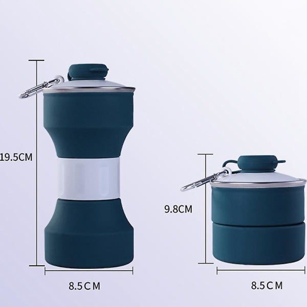 650 ml hopfällbar sportvattenflaska. hopfällbar kopp Tote Cup, grå