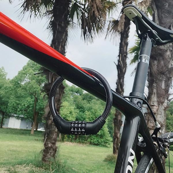 QU) Cykelkabellås, 4-cifret nulstilleligt kombinationslås 40 cm 2 stk. - Sort