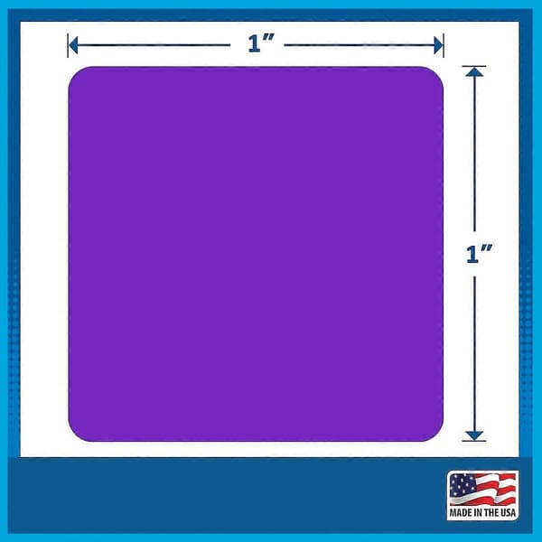 1\" Square Color-Coding Labels on Roll, 2000 Stickers Per Roll, 1 Inch X 1 Inch Bright Purple Bright Purple 1 * Square