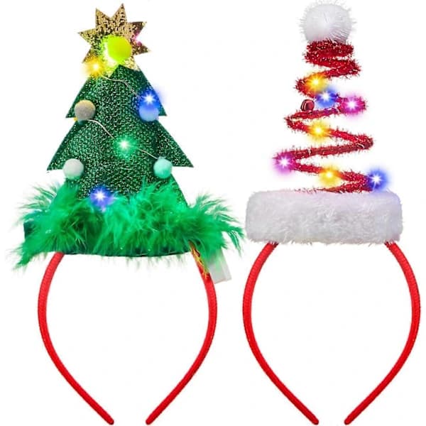 2-pack julhattar med LED-lampor, tomtehatt och julgran för julfester