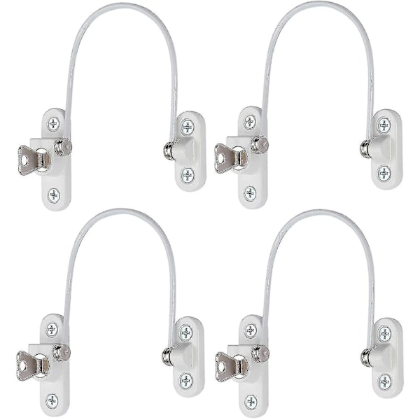 QD-Fönsterbegränsare, Fönsterbegränsning, Barnsäkra Fönsterlås, Fönsterlås, Dörrlås - 4-pack Vit