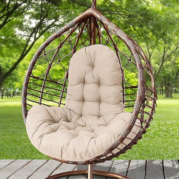 QD-Hängande Äggstol Tjock Sittdyna Gungstol Kudde, Beige LÅNG Beige