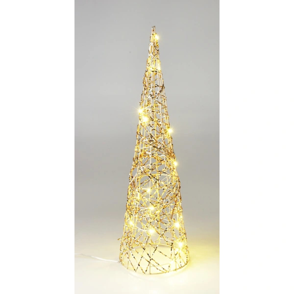 Julgran med LED-belysning, timer, 40 cm, guld