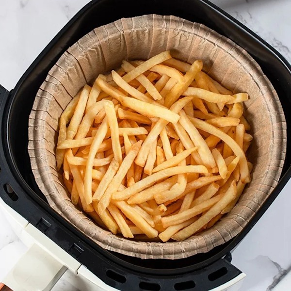 QU.200 stk. Air Fryer Bagepapir Non-Stick Engangs Air Fryer Bagepapir Kurv Uperforeret Rund Bagemåtte A