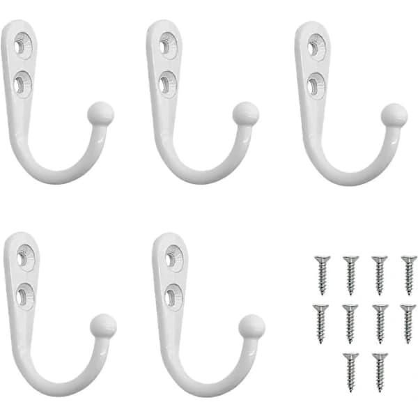 Hooks, 5 st Single Hooks with 10 Screws Wall Mounted Coat Hooks Metal Hooks for Kitchen Bathroom