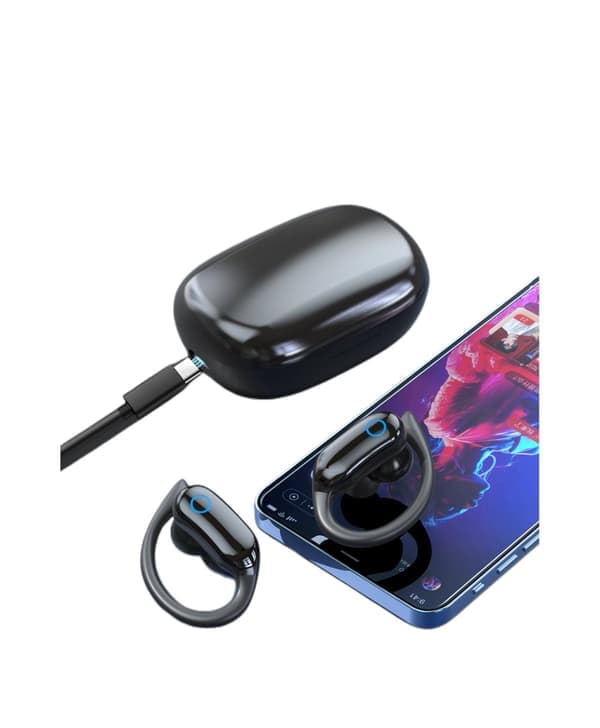 Wireless Sport Headphones with Earhooks IPX7 Waterproof Black