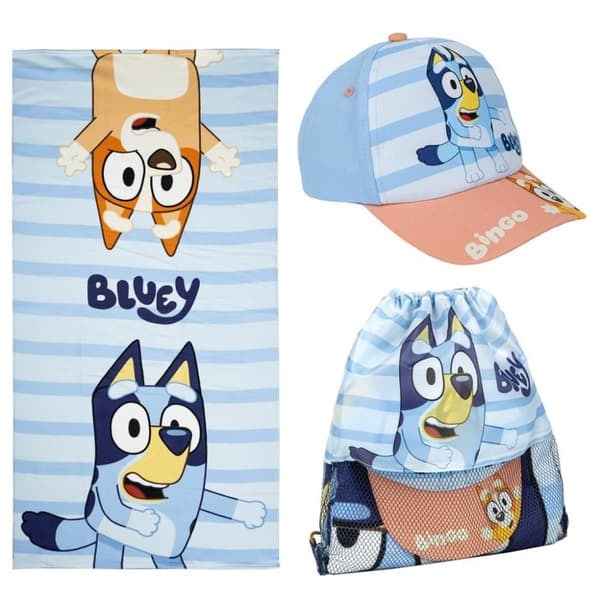Bluey pyyhe, jumppakassi ja snapback-lippis setti_QQ