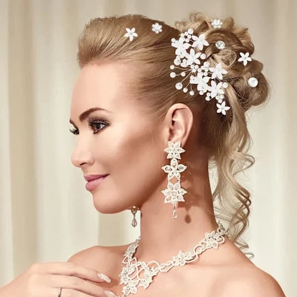 QU-30 st bröllopshårnålar, hårtillbehör med strass och pärlor, U-form, A