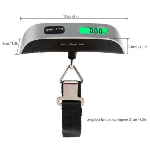 /QD/Lommevekt - LCD - 50 kg - Bærbar - Elektronisk - Tara og overbelastningsindikator
