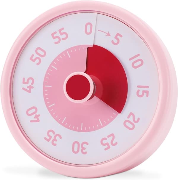 Timer, Visuel Timer til Børn, 60-Minutters Nedtælling, til Klasseværelse/Køkken, Pink