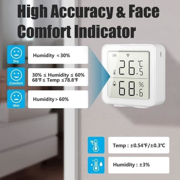 /QD/Smart WiFi fugtsensor Hygrometer Digital LCD temperatur- og luftfugtighedssensor termometer vejrstation