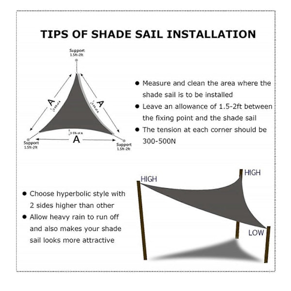 Solsejl Retvinklet, 3m x 4m x 5m Solsejl med Hardware Kits, 3 Reb, Vandtæt_FO Khaki