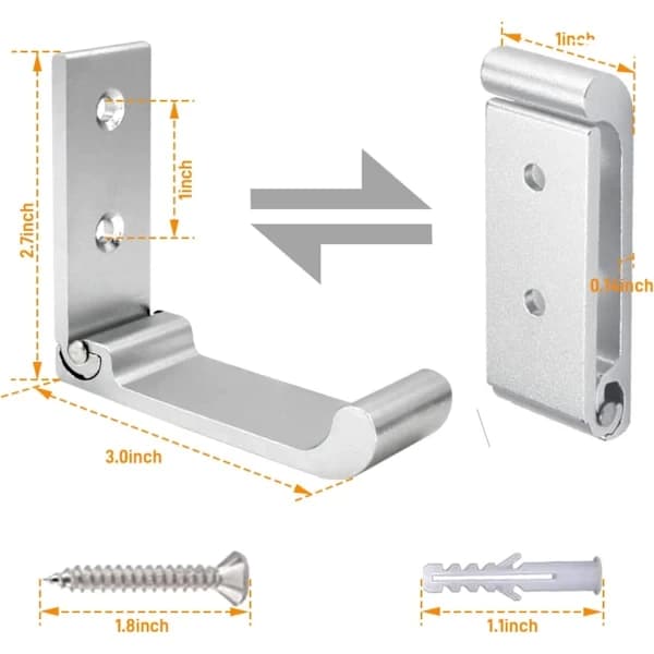 QU-4 stk vægkroge, foldbare kroge, aluminiumslegering, A