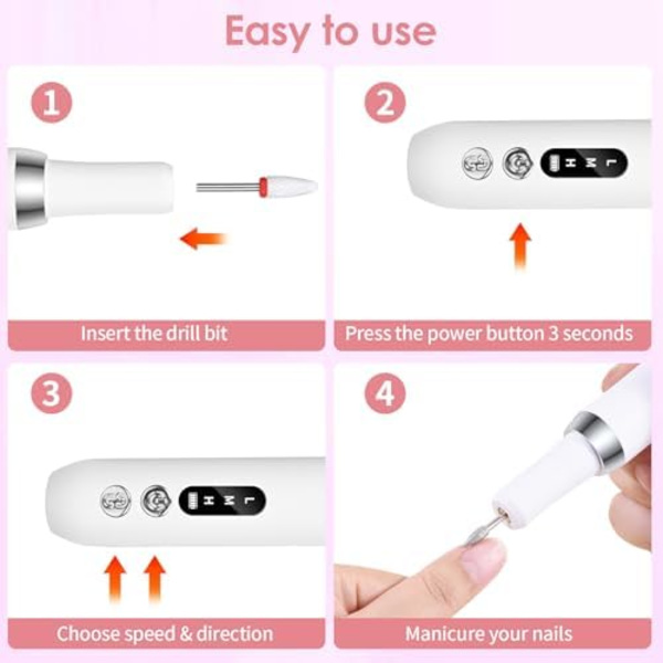 Electric Nail File, Professional, Rechargeable with Ceramic Nail Drill