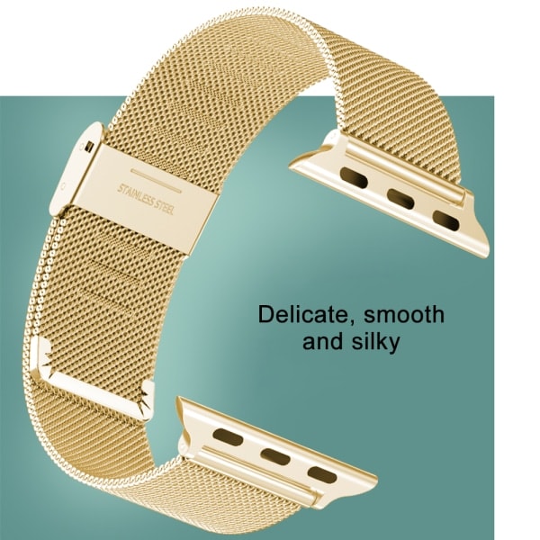 [QD] Kompatibelt Apple Watch armbånd 38-40mm/42-44mm, erstatning i rustfrit stål med spænde i metal - 38/40mm guld