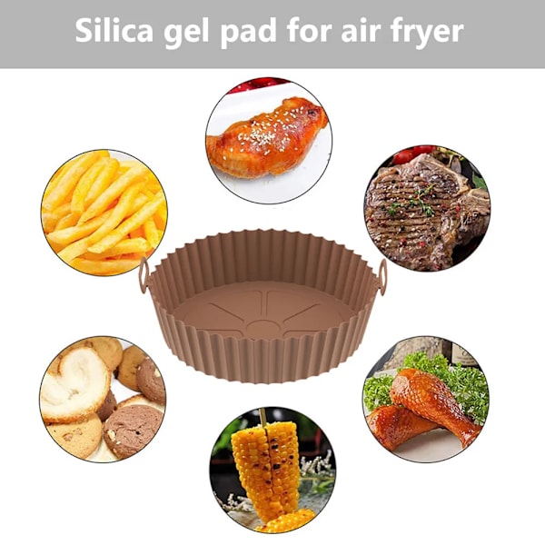 QU.Air Fryer Pan Silikonkorg Airfryer Ugn Bakplåt Återanvändbar Airfryer Gryta Pan Liner Form Pizza Friterad Kyckling Bakverktyg