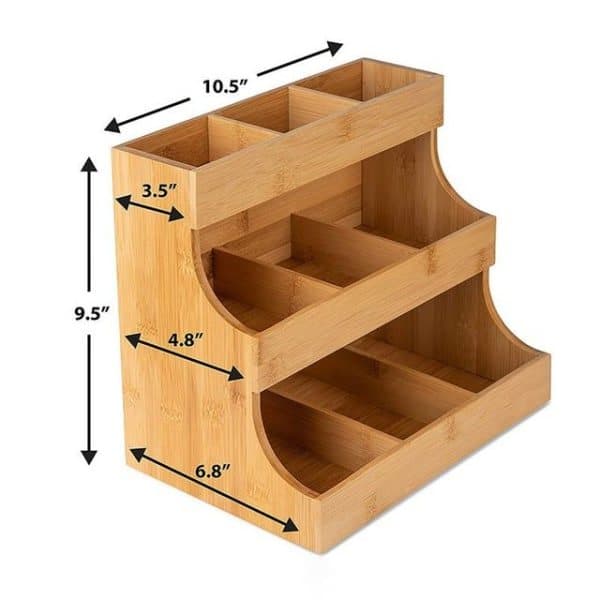 Te-påseorganisatör i trä med 3 lager, förvaring, display, 1 st