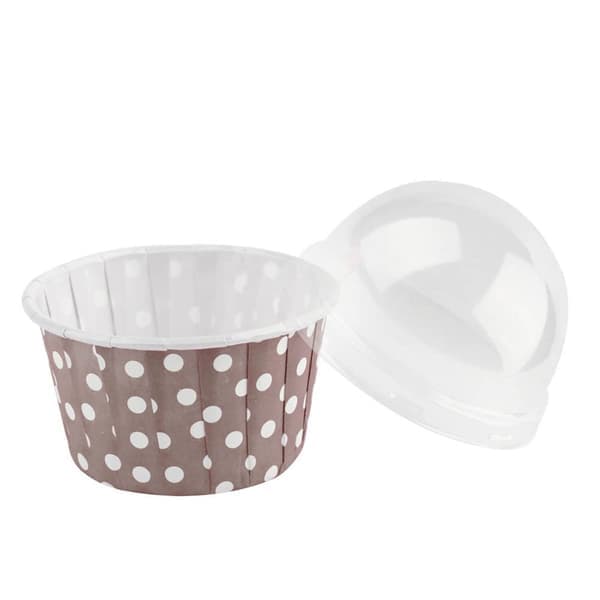 100 stk Mini Cupcake Liner Papir Runde Kageforme Muffinsforme med Låg Kaffe