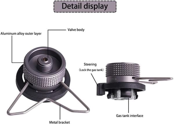 Låsbar gaspatronadapter med metalstativ, aluminium butangasbeholder-ventilforbindelse til campingblus