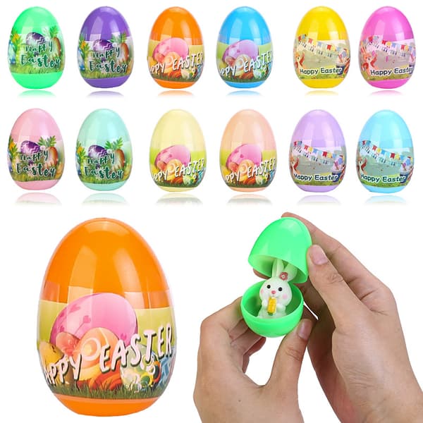 20 Pre-filled Easter Eggs Filled with Squeeze Toys for Kids, Easter Eggs to Fill for Easter, for Easter Theme, Party, Egg Hunt, Easter Baskets