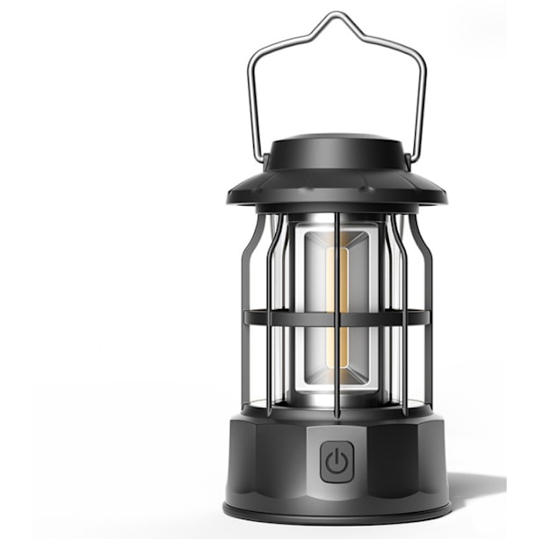 Campinglygter Batteridrevne, LED Camping Lysstyrke Dæmpbar, IPX4 Vandtætte Campinglamper, Bærbar Campinglampe til Hjemmet, Skur og Mere Black