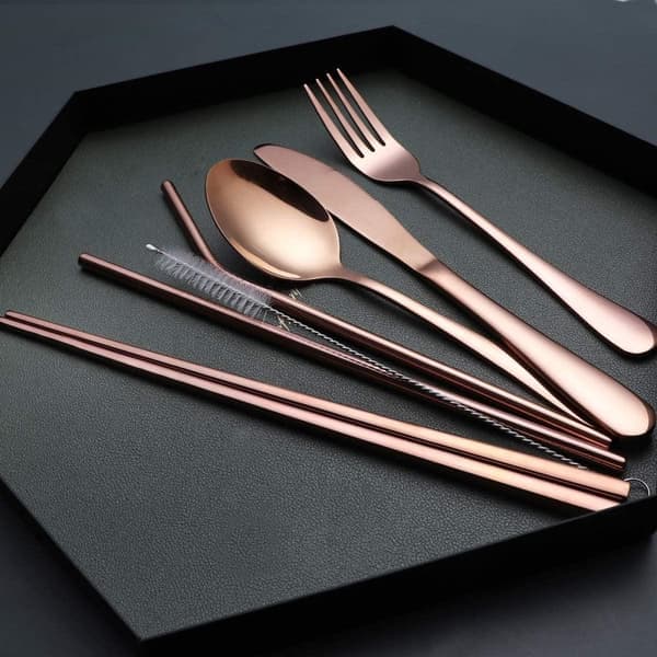 Resebestick, 8 Delar - Roséguld