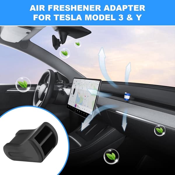 Bilduftfrisker Ventilationsclips Adapter Sæt Blød Silikone til Tesla Model 3 Y Ventilationsgitre 5-pak Sort