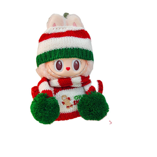 Labubu Kläder Tröja Juldräkt Söta Huvtröjor Halsduk Hatt Leksak Klädsel LABUBU Docka Mjuka Kläder Nyckelring Väska Hänge 2 cloth