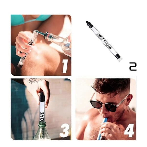 \"QD\" 2 stk Shot Straw, Shot Holder Straw for Drikker, Chasers Jevn Sipping og Enkel Helling Passer Alle Standardflasker