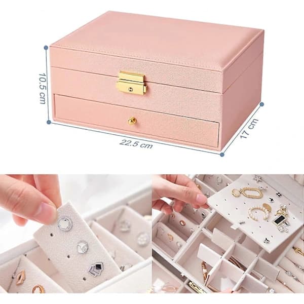 Smyckeskrin Organizer 2 Lager (Rosa)