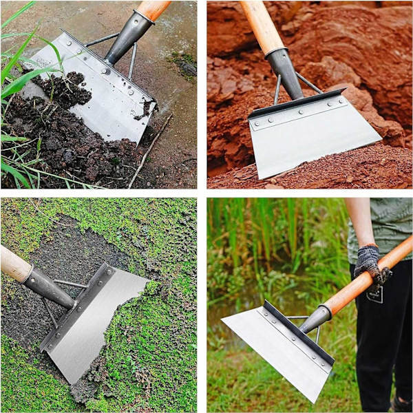 QU)Havespade, 23 cm Multifunktionel havespade, sneskovl i rustfrit stål, håndtag medfølger ikke (12 par handsker)