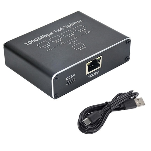 Gigabit Nettverksdeler 1-Til-4 Nettverkskabeldeler RJ45 Nettverksport Ethernet-deler Egnet